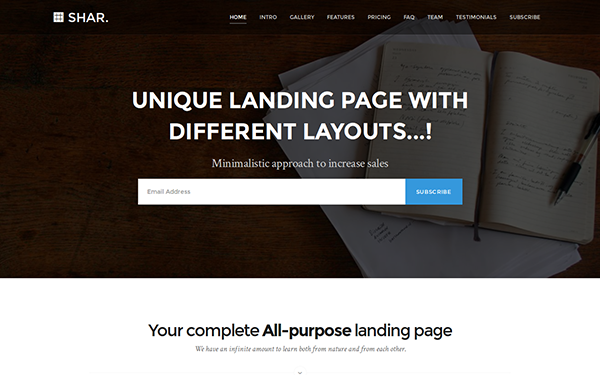 Shar Landing Page